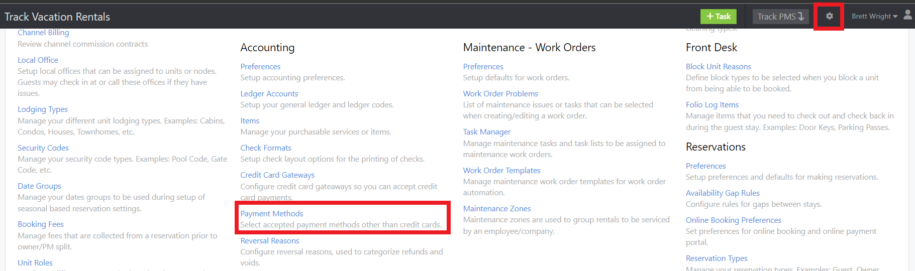 Track Configuration – Payment Methods